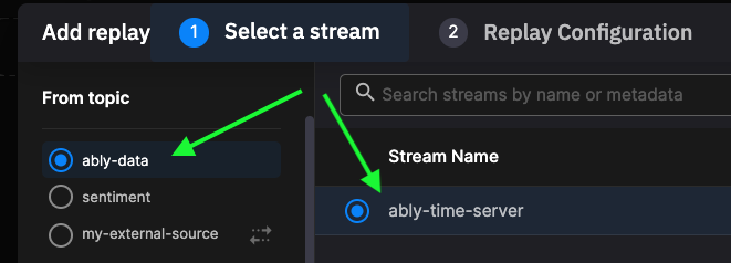 Replay select stream